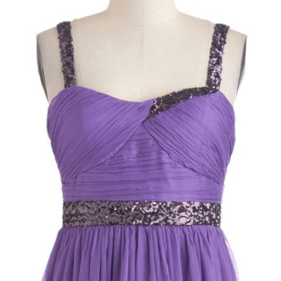 Flowing Amethyst Purple Sequin Prom Party Dress - Picture 1 of 7